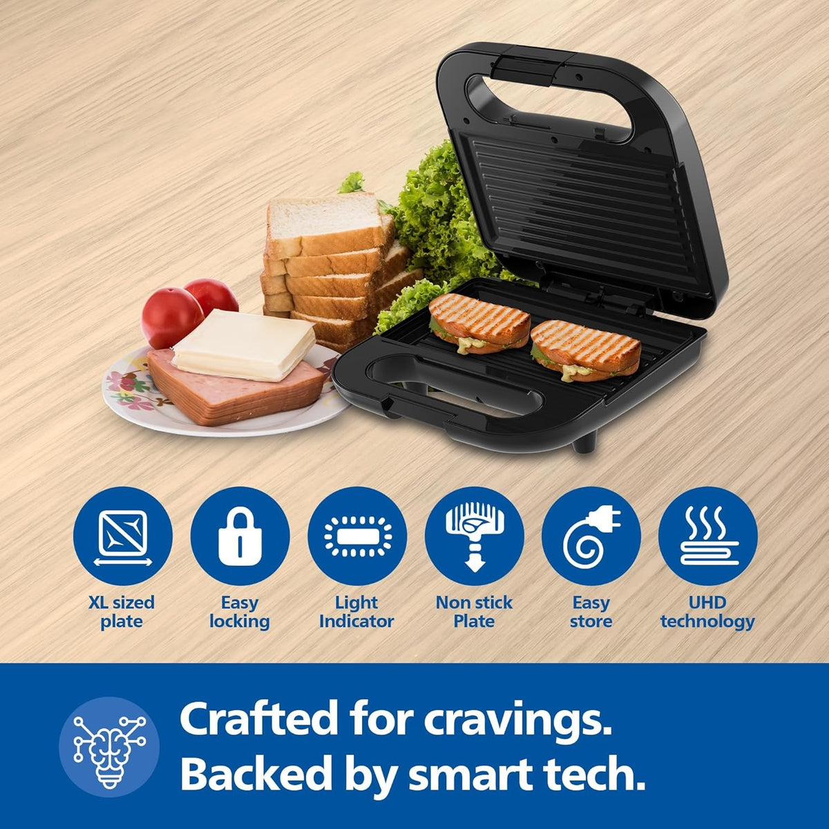 Philips HD3010/80 Sandwich Maker (Black, 800W)