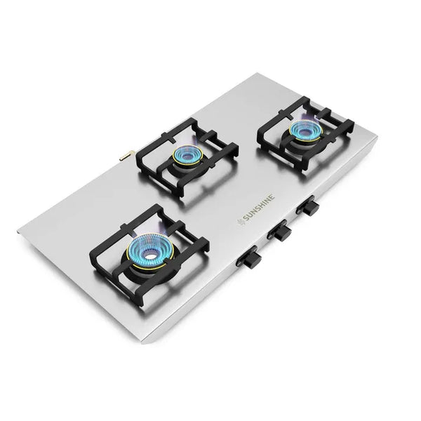 Sunshine Shield Plus S.S. Gas Stove (3 Burner, Stainless Steel Body)