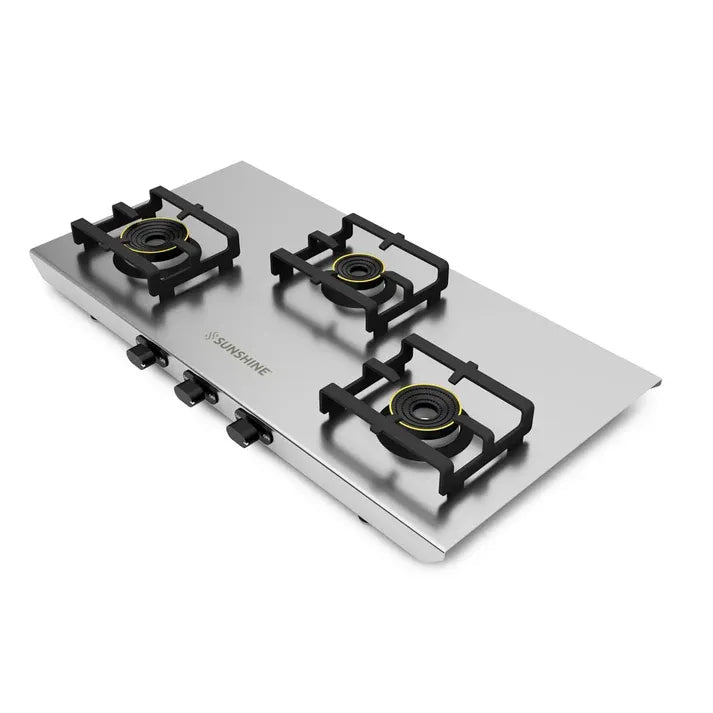 Sunshine Shield Plus S.S. Gas Stove (3 Burner, Stainless Steel Body)