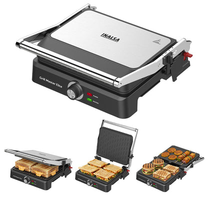 Inalsa Grill Master Elite Sandwich Maker (Black & Stainless Steel, 2200W)