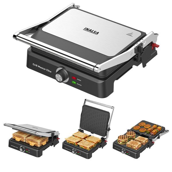 Inalsa Grill Master Elite Sandwich Maker (Black & Stainless Steel, 2200W)