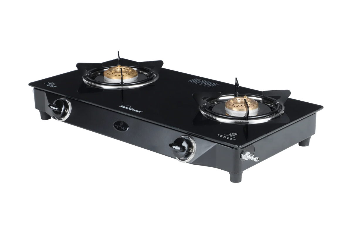 Sunflame GT Desire Glass Top Gas Stove (2 Burner, Manual Ignition)