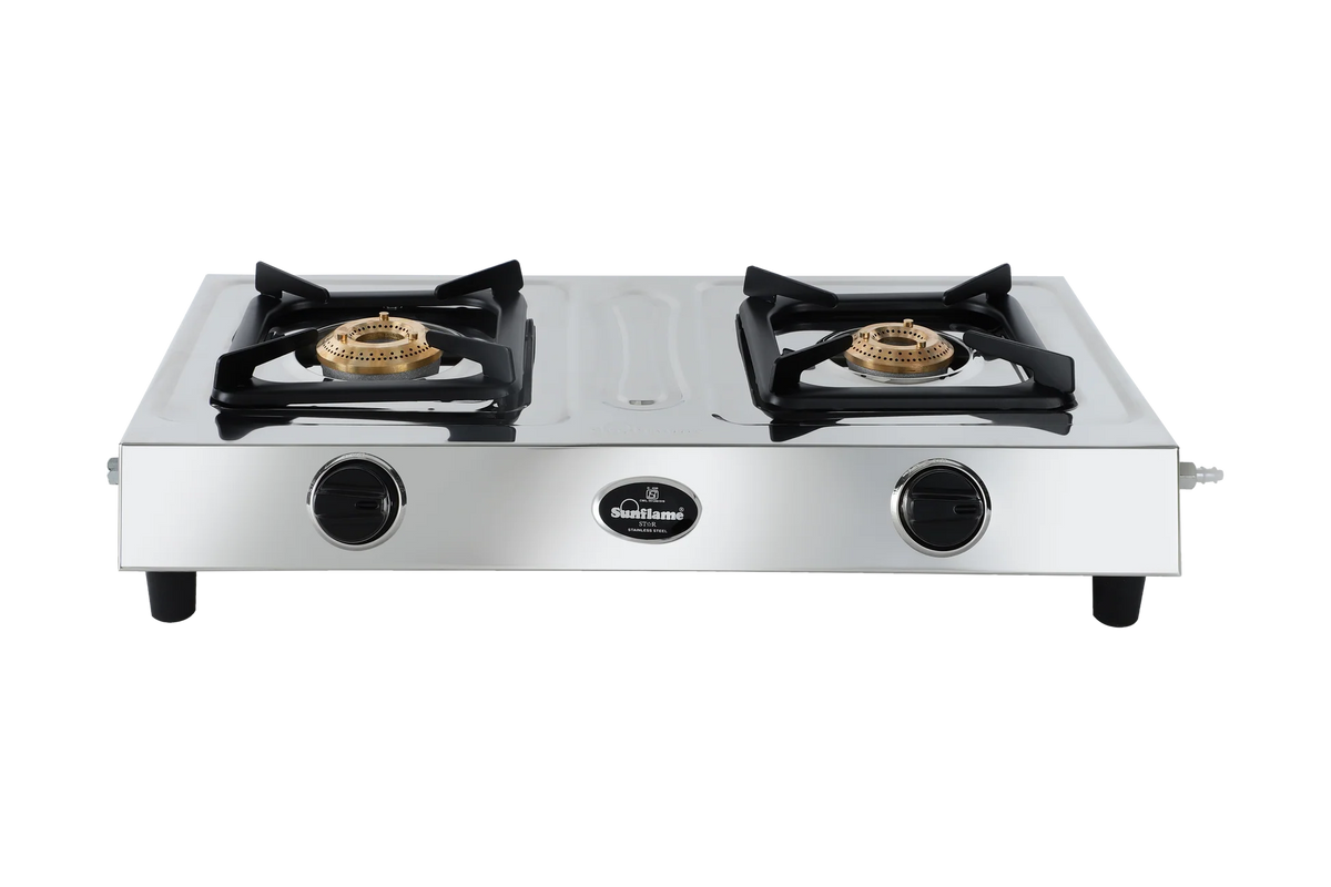 Sunflame Star Stainless Steel Gas Stove (2 Burner, Manual Ignition)