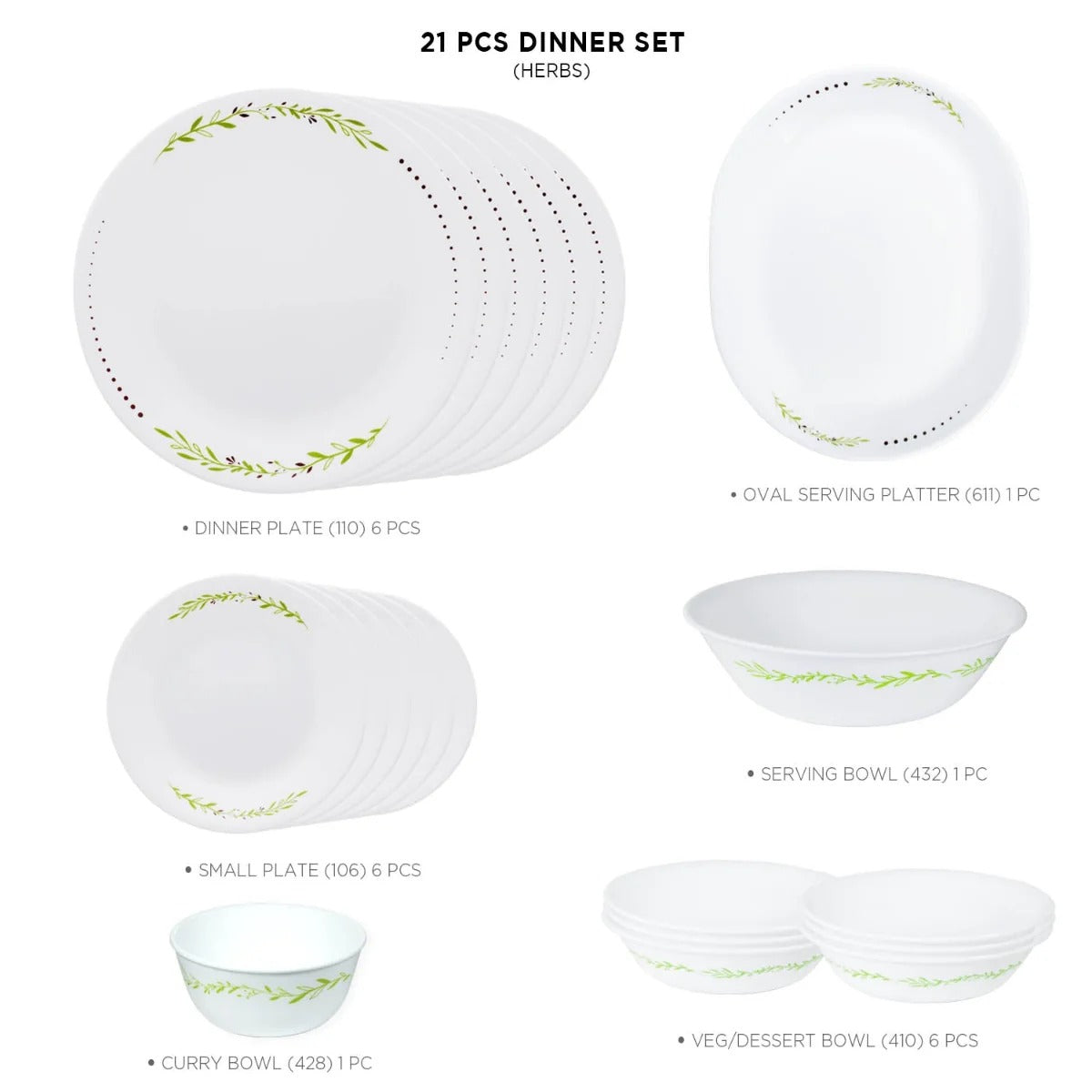 Corelle Livingware Herbs Dinner Set (21 Piece)