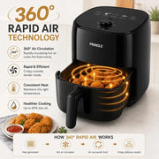 Pringle AirLite Manual Air Fryer, Black (2.2L) (1000W)