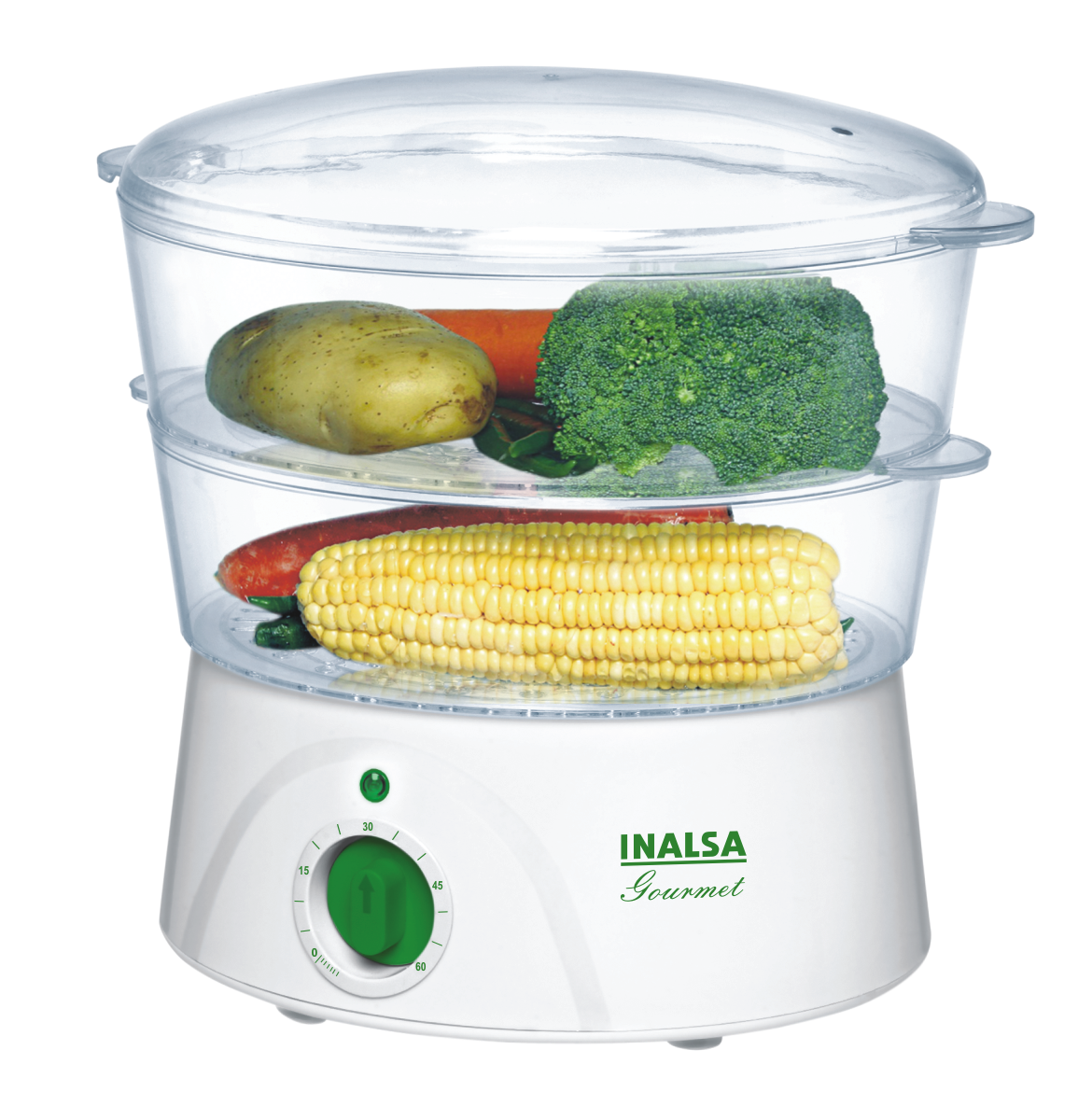 Inalsa Gourmet Food Steamer (White & Transparent, 5 Litre)