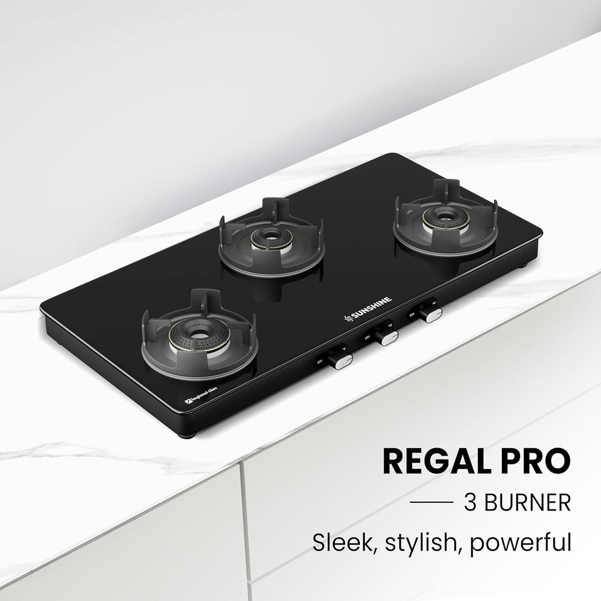 Sunshine Regal Pro Gas Stove (3 Burner, Manual Ignition)