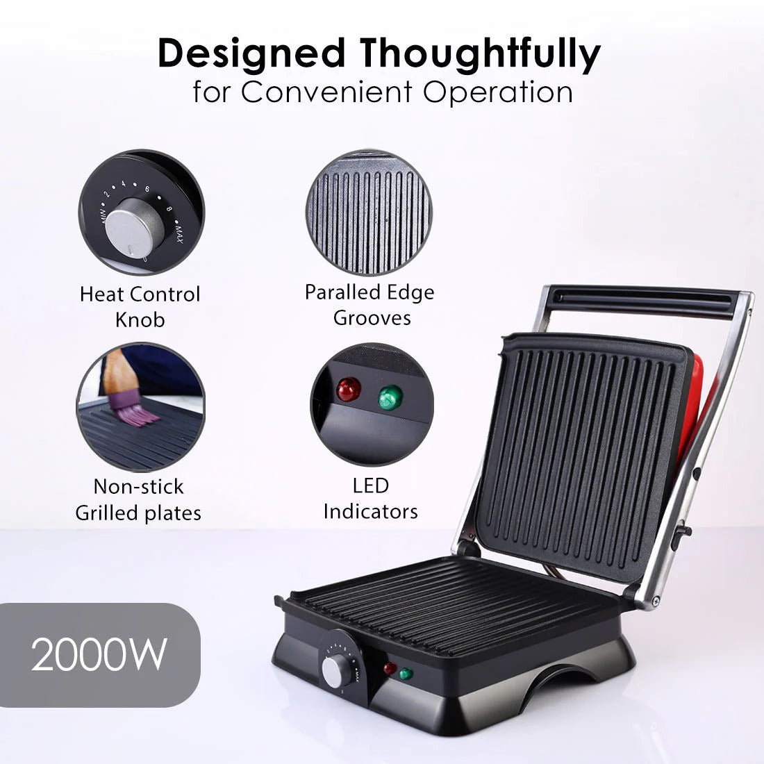 Wonderchef Crimson Edge Electric Contact Grill Sandwich Maker (Red, 1800W)