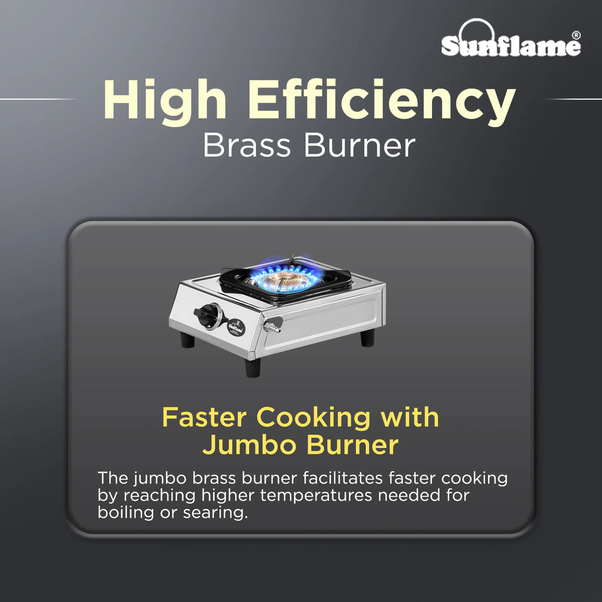 Sunflame DLX Stainless Steel Gas Stove (Single Burner, Manual Ignition)