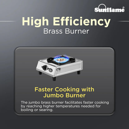 Sunflame DLX Stainless Steel Gas Stove (Single Burner, Manual Ignition)