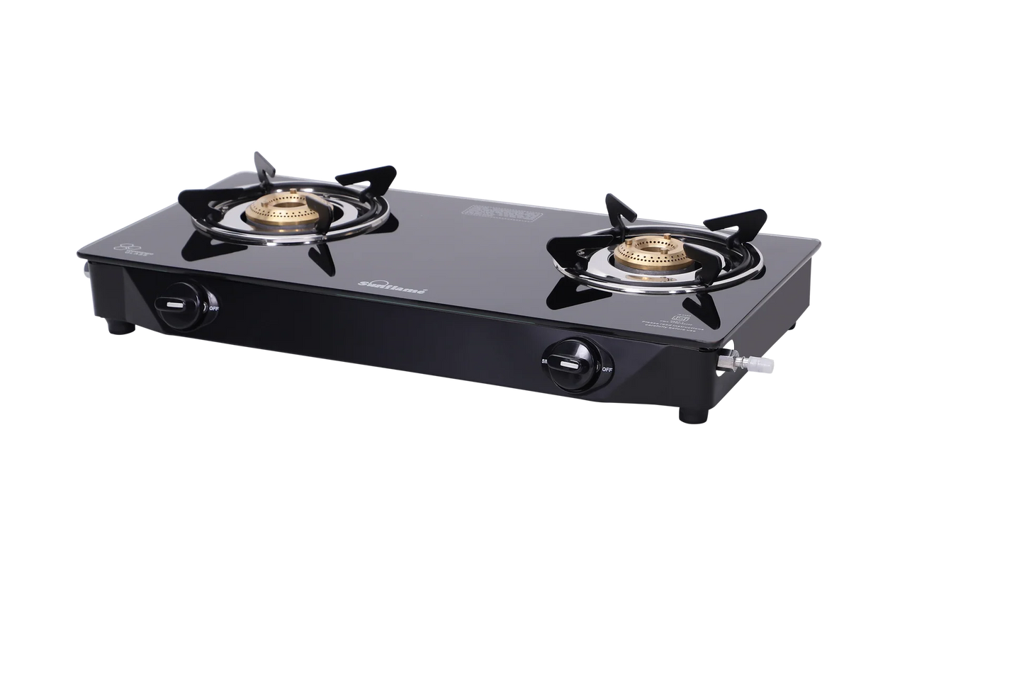 Sunflame Naples Glass Top Gas Stove (2 Burner. Manual Ignition)