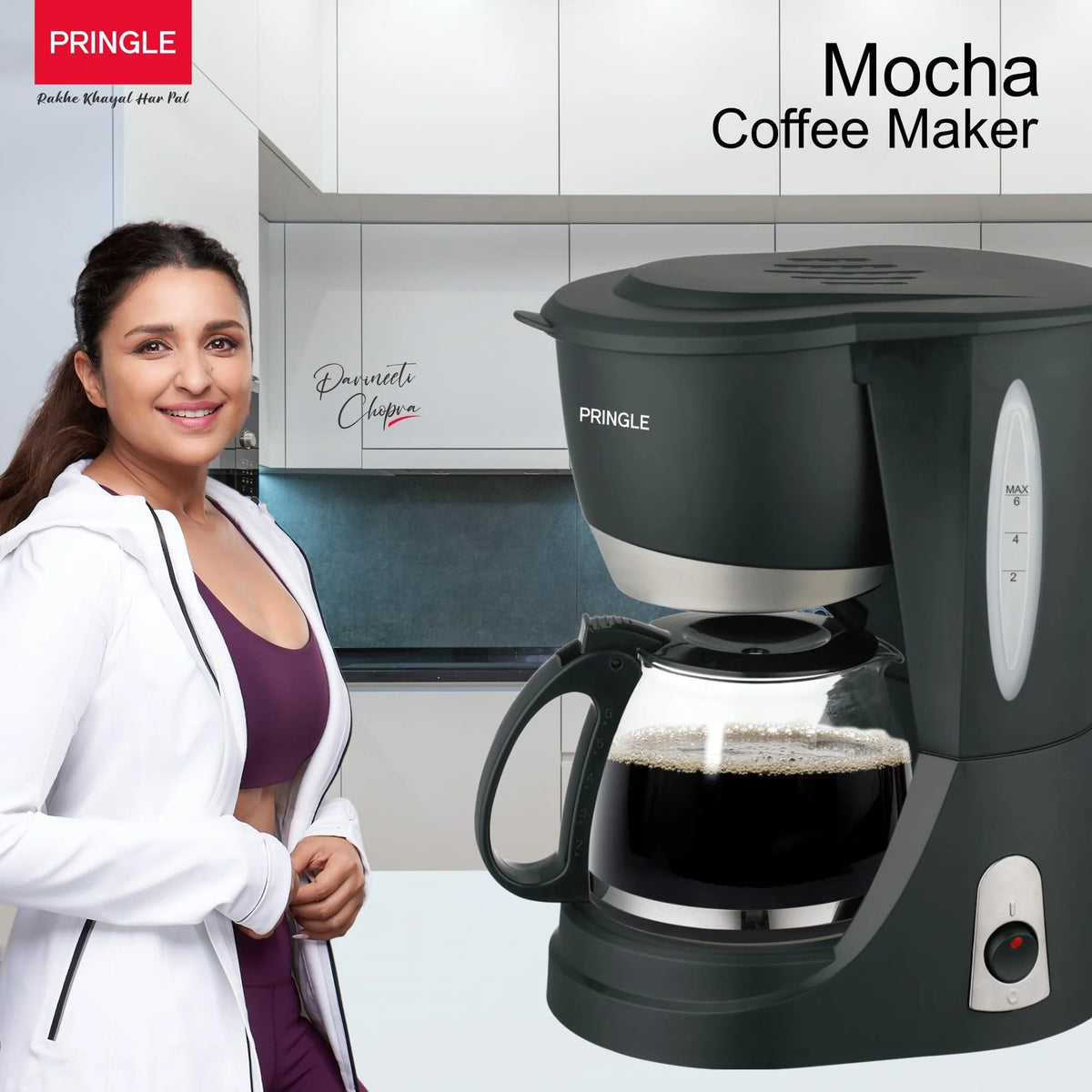 Pringle Mocha 4-Cup Drip Coffee Maker (Black, 600ml)