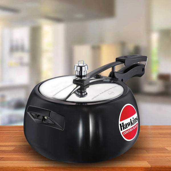 Hawkins Contura Black Pressure Cooker (5 Litre, Hard Anodised) (CB 50)