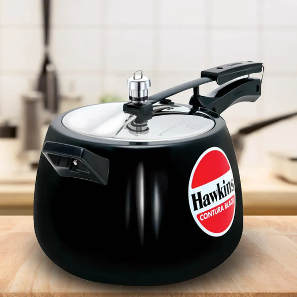 Hawkins Contura Black Pressure Cooker (6.5 Litre, Hard Anodised) (CB 65)
