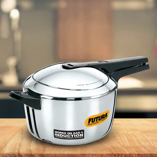 Hawkins Futura Stainless Steel Pressure Cooker (5.5 Litre, Induction Compatible) (FSS 55)