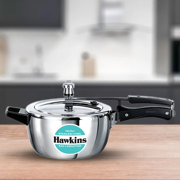 Hawkins Tri-Ply Stainless Steel Pressure Cooker (3.5 Litre, Induction Compatible) (HSST 35)