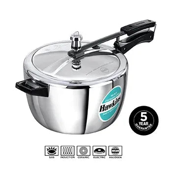 Hawkins Tri-Ply Stainless Steel Pressure Cooker (7 Litre Wide, Induction Compatible) (HSST 7W)
