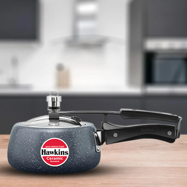 Hawkins Ceramic Pressure Cooker (1.5 Litre, Induction Compatible) (ICC 15)