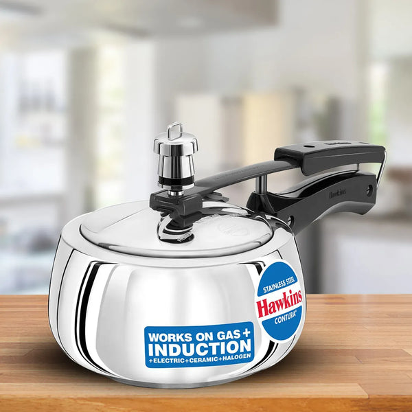 Hawkins Stainless Steel Contura Pressure Cooker (1.5 Litre, Induction Compatible) (SSC 15)