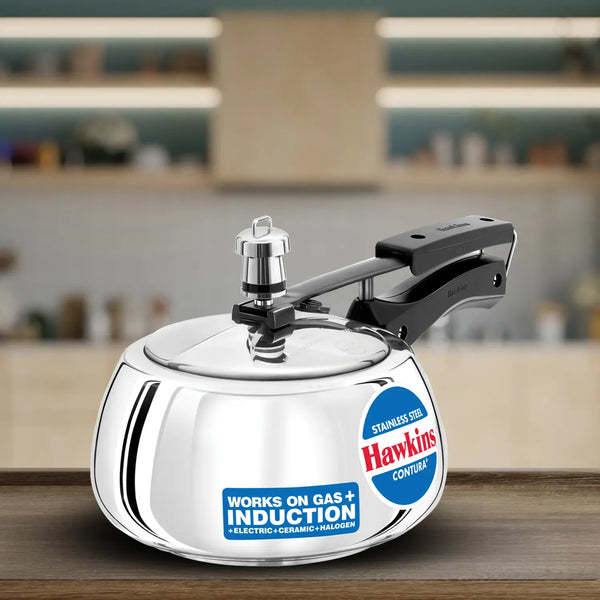 Hawkins Stainless Steel Contura Pressure Cooker (2 Litre, Induction Compatible) (SSC 20)