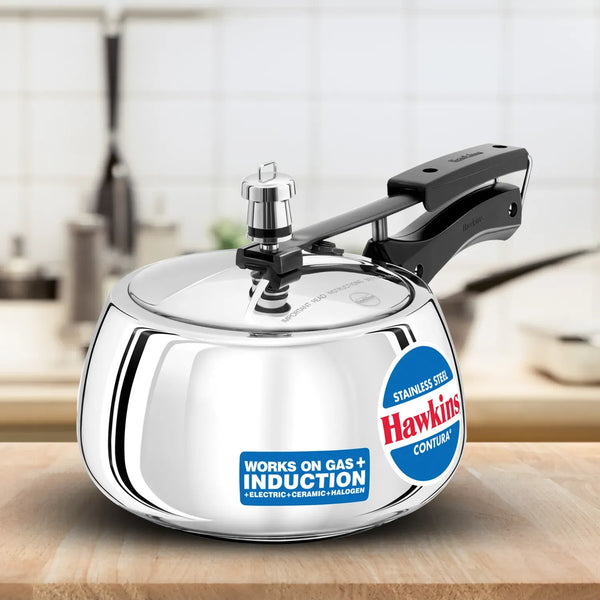 Hawkins Stainless Steel Contura Pressure Cooker (3 Litre, Induction Compatible) (SSC 30)
