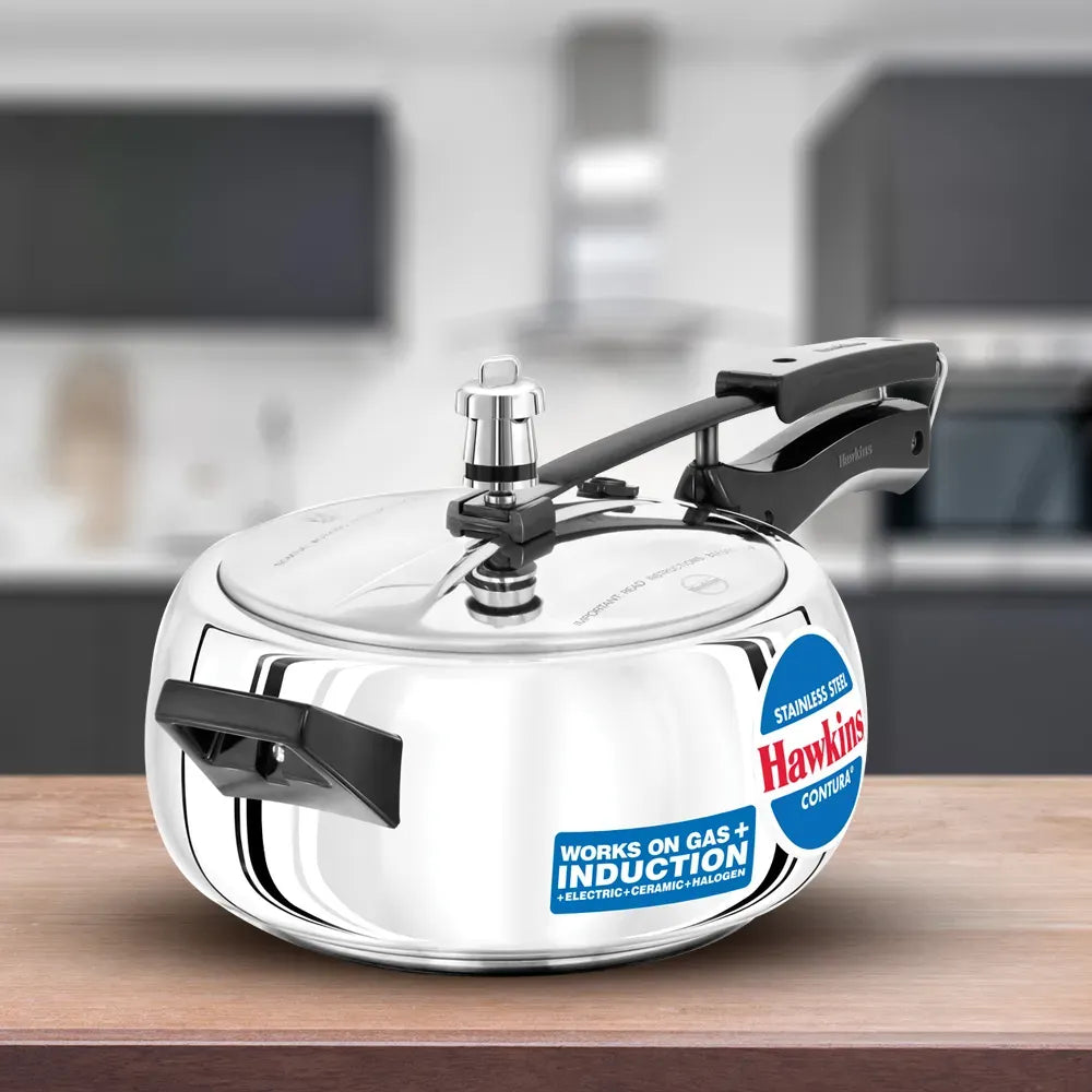 Hawkins Stainless Steel Contura Pressure Cooker (3.5 Litre, Induction Compatible) (SSC 35)