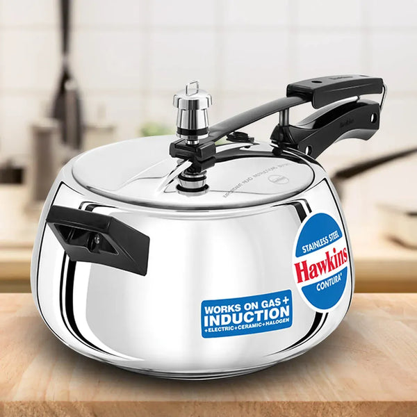Hawkins Stainless Steel Contura Pressure Cooker (5 Litre, Induction Compatible) (SSC 50)