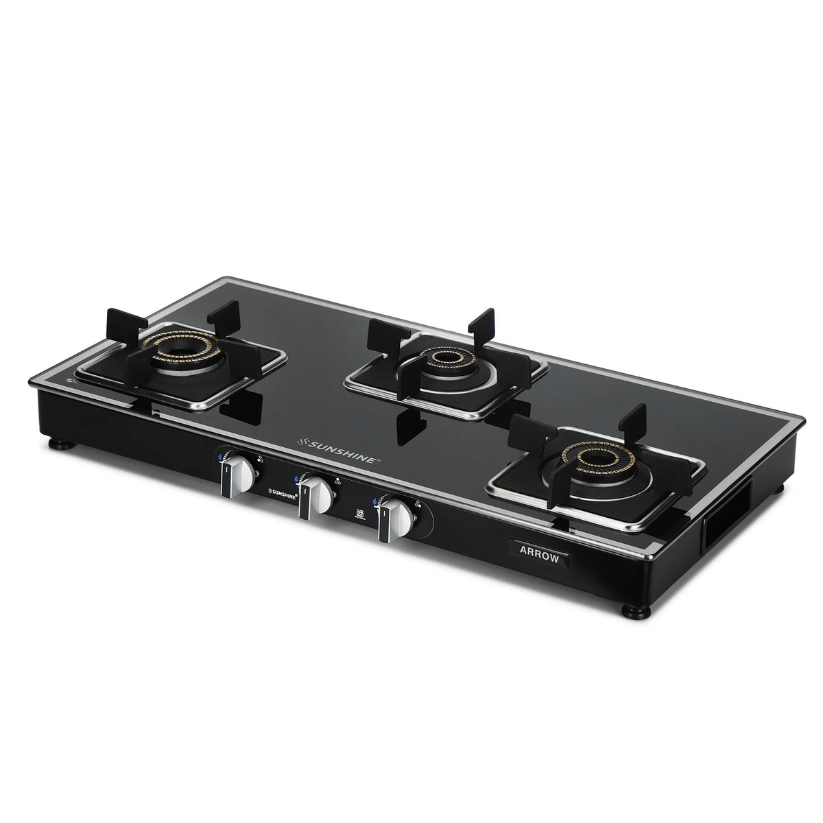 Sunshine Arrow Glass Top Gas Stove (3 Burner, Manual Ignition)