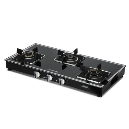 Sunshine Arrow Glass Top Gas Stove (3 Burner, Manual Ignition)