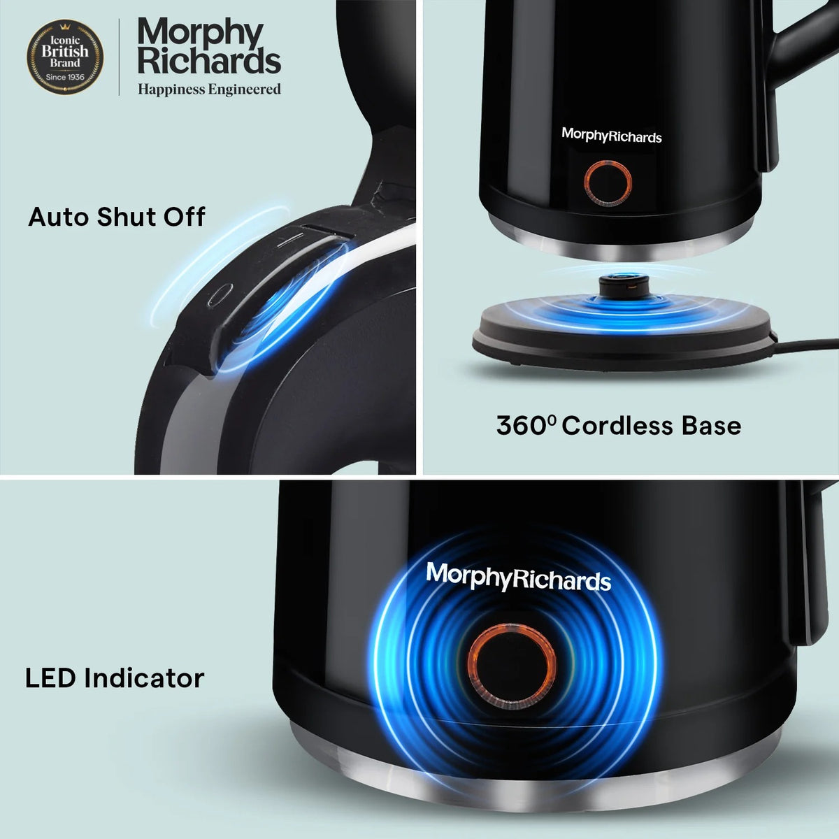 Morphy Richards Black Beauty Electric Kettle (Black, 1.5 Litre)