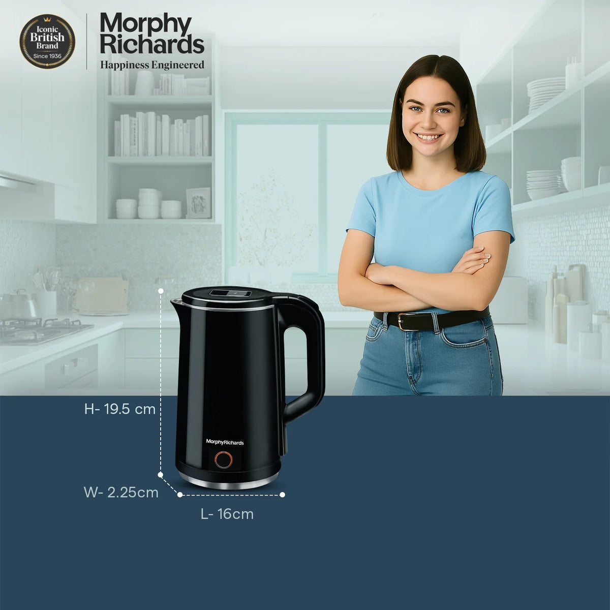 Morphy Richards Black Beauty Electric Kettle (Black, 1.5 Litre)