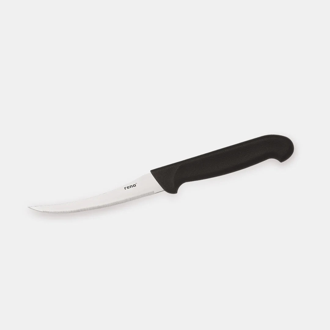 Rena Curved Tomato Knife, Stainless Steel Serrated Blade, Precision Fruit & Vegetable Knife