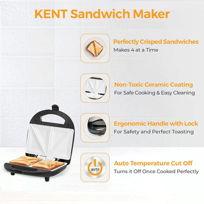 Kent Sandwich Toaster (Black, 700W)