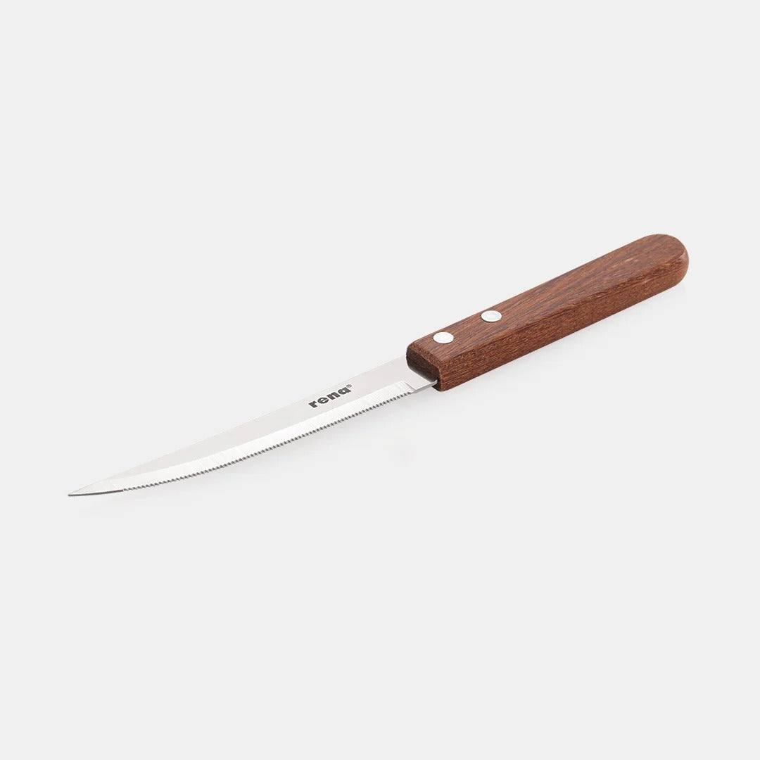 Rena Steak Knife Mini Serration, Stainless Steel Blade, Wooden Handle, 21.5 cm