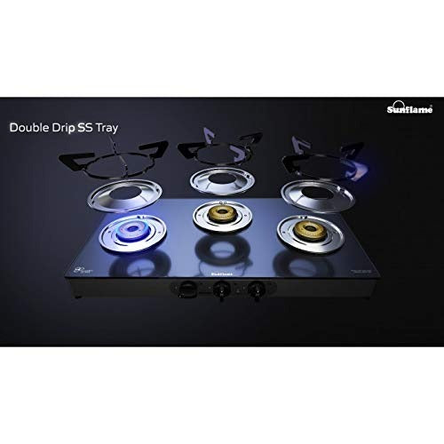 Sunflame Prime Glass Top Gas Stove (3 Burner, Manual Ignition)