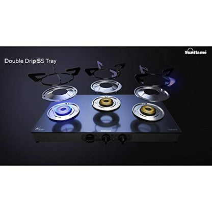 Sunflame Prime Glass Top Gas Stove (3 Burner, Manual Ignition)