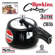 Hawkins Contura Black Pressure Cooker (3 Litre, Hard Anodised) (CB 30)