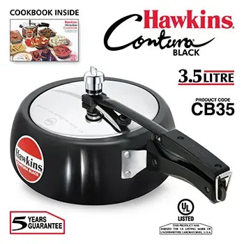 Hawkins Contura Black Pressure Cooker (3.5 Litre, Hard Anodised) (CB 35)