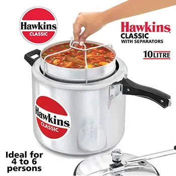 Hawkins Classic Pressure Cooker with Separator Set (10 Litre, Aluminium Pressure Cooker) (CL 11)