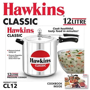Hawkins Classic Pressure Cooker (12 Litre, Aluminium Pressure Cooker) (CL 12)