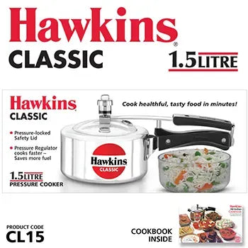Hawkins Classic Pressure Cooker (1.5 Litre, Aluminium Pressure Cooker) (CL 15)