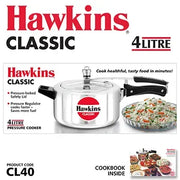 Hawkins Classic Pressure Cooker (4 Litre, Aluminium Pressure Cooker) (CL 40)