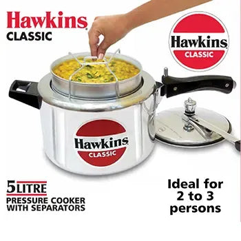 Hawkins Classic Pressure Cooker with Separator Set (5 Litre, Aluminium Pressure Cooker) (CL 51)
