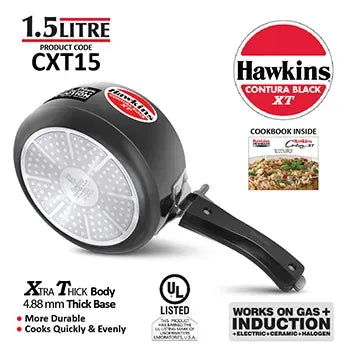Hawkins Contura Black XT Pressure Cooker (1.5 Litre, Induction Compatible) (CXT 15)