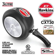 Hawkins Contura Black XT Pressure Cooker (3 Litre, Induction Compatible) (CXT 30)