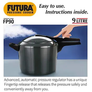 Hawkins Futura Hard Anodised Pressure Cooker (9 Litre, Inner Lid Pressure Cooker) (FP 90)