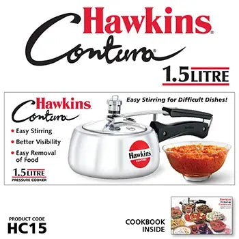 Hawkins Contura Pressure Cooker (1.5 Litre, Aluminium Pressure Cooker) (HC 15)