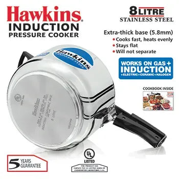 Hawkins Stainless Steel Pressure Cooker (8 Litre, Induction Compatible) (HSS 80)