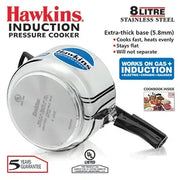 Hawkins Stainless Steel Pressure Cooker (8 Litre, Induction Compatible) (HSS 80)