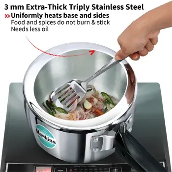 Hawkins Tri-Ply Stainless Steel Pressure Cooker (1.5 Litre, Induction Compatible) (HSST 15)